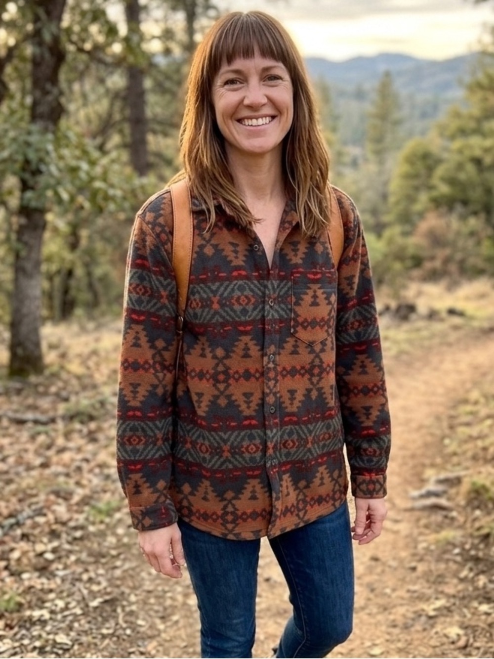 Eddie Bauer First Ascent Aztec Fleece Shacket Button Up Southwest Women’s 2XL